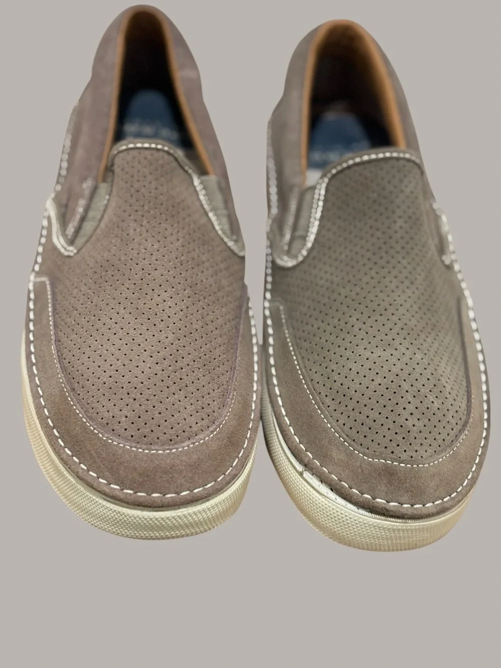 Men's Taupe Suede Slip-On Sneakers - Casual Comfort Size 12